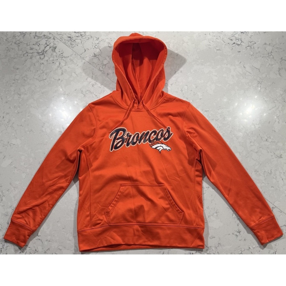 Denver Broncos Hoodie Mens Medium Orange Fleece NFL Team Apparel Sweatshirt